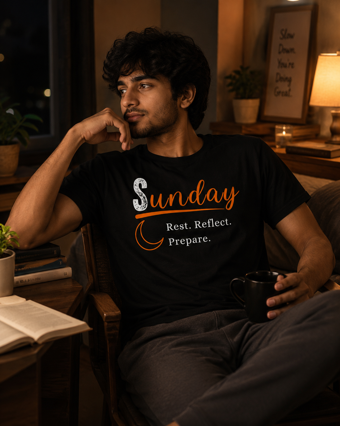 Sunday Motivation Graphic Printed T-Shirt | Unisex Black PollyCotton Blend Round Neck Tee (Copy) (Copy) (Copy)