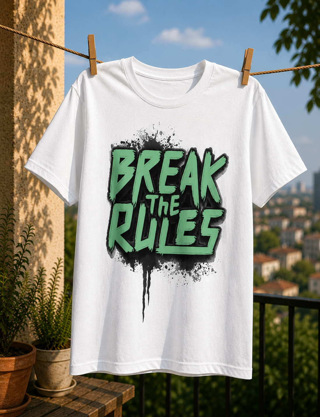 Break The Rules Graphic Printed T-Shirt for Men & Women | Streetwear Aesthetic Casual PollyCotton Tee | Motivational Typography Round Neck Unisex T-Shirt
