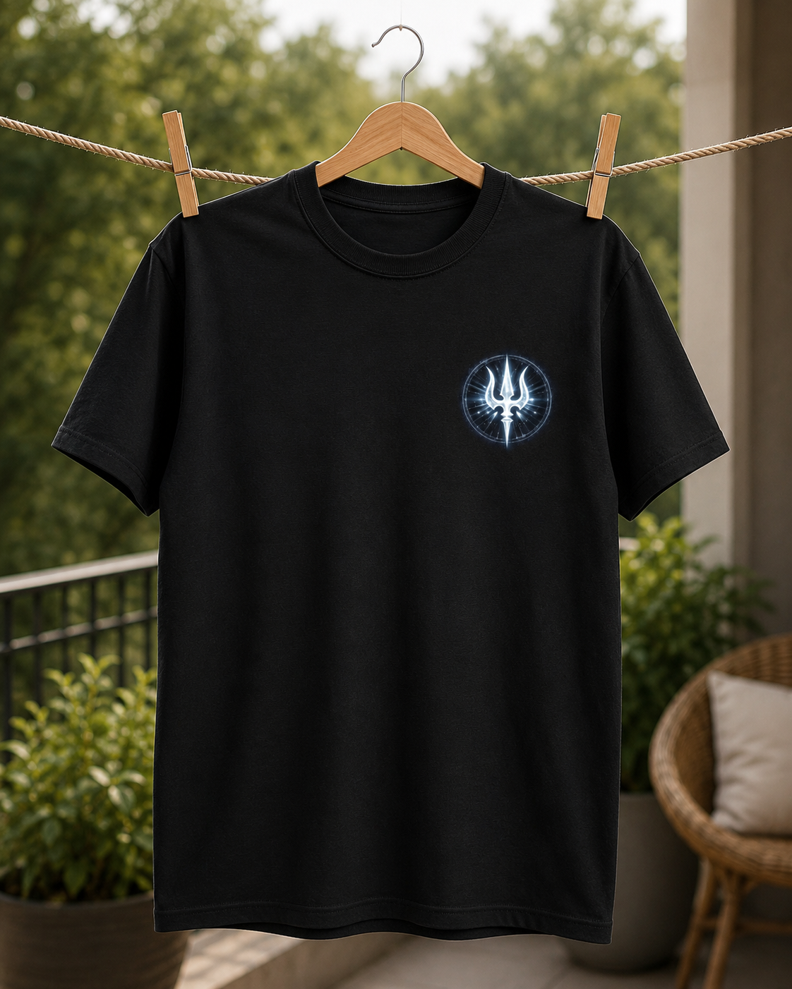 Mahadev Trishul Front & Back Printed T-Shirt – Spiritual Shiva Graphic Tee, Premium PollyCotton Unisex regulars Streetwear, Black Round Neck Devotional T-Shirt