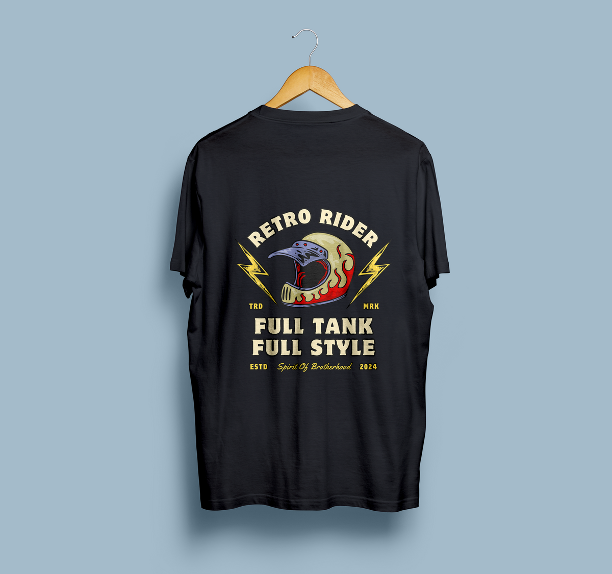 Retro Rider Full Tank Full Style Printed T-Shirt – Biker Graphic Tee, Premium Cotton Unisex Motorcycle Shirt, Front & Back Print Streetwear, Stylish Black Round Neck T-Shirt