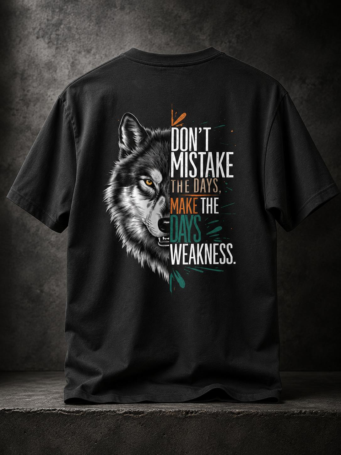 Wolf Printed T Shirt | Back Printed T shirt | Men’s Regular Fit Black Wolf Graphic T-Shirt – Motivational Quote Printed PolyCotton Casual Tee