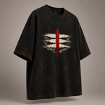 Mahadev Trishul Tripund Acid Wash Oversized T-Shirt – Shiva Spiritual Back Print Tee