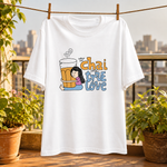 Chai One True Love Printed T-Shirt – Cute Chai Lover Graphic Tee, Premium Cotton Unisex Casual Shirt, Coffee & Tea Lover Gift, Aesthetic White T-Shirt