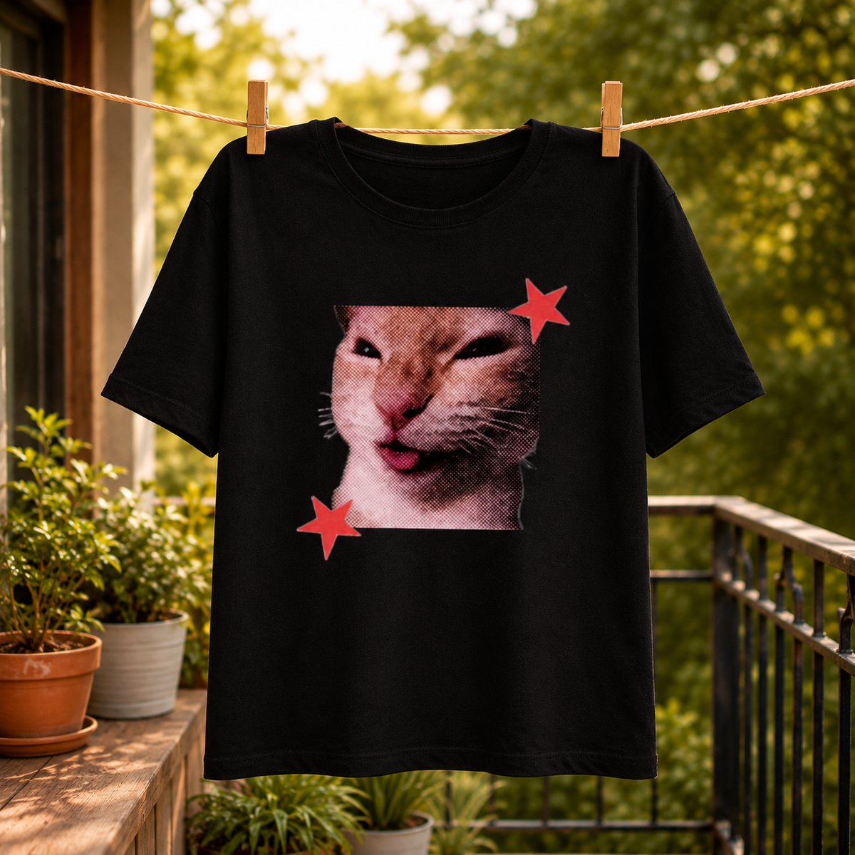 Funny Cat Graphic Printed Black T-Shirt for Men & Women – Cute Meme Cat Face Design Round Neck Half Sleeves Casual Streetwear Unisex Tee