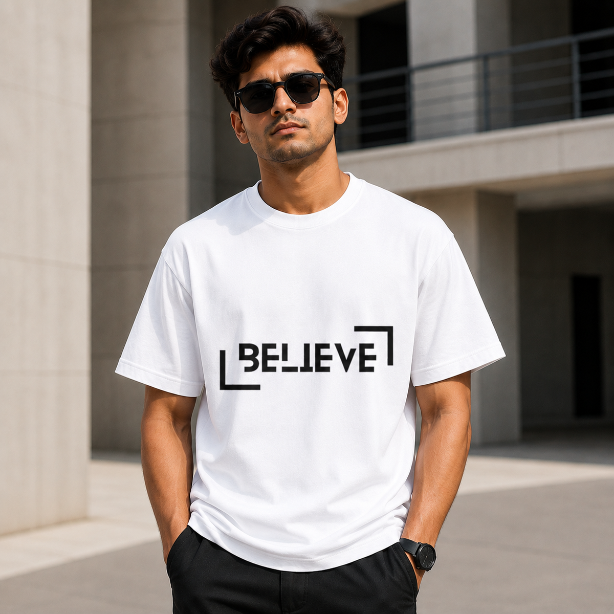 Believe Graphic T-Shirt – Minimalist Motivational Typography Tee for Men & Women
