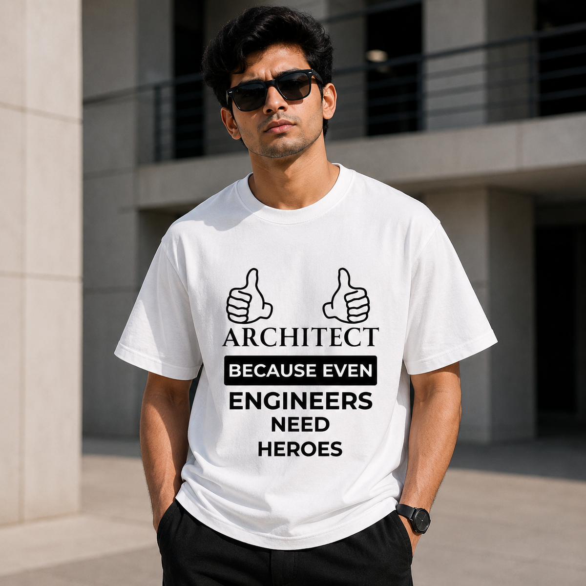 Architect Because Even Engineers Need Heroes Funny Graphic T-Shirt