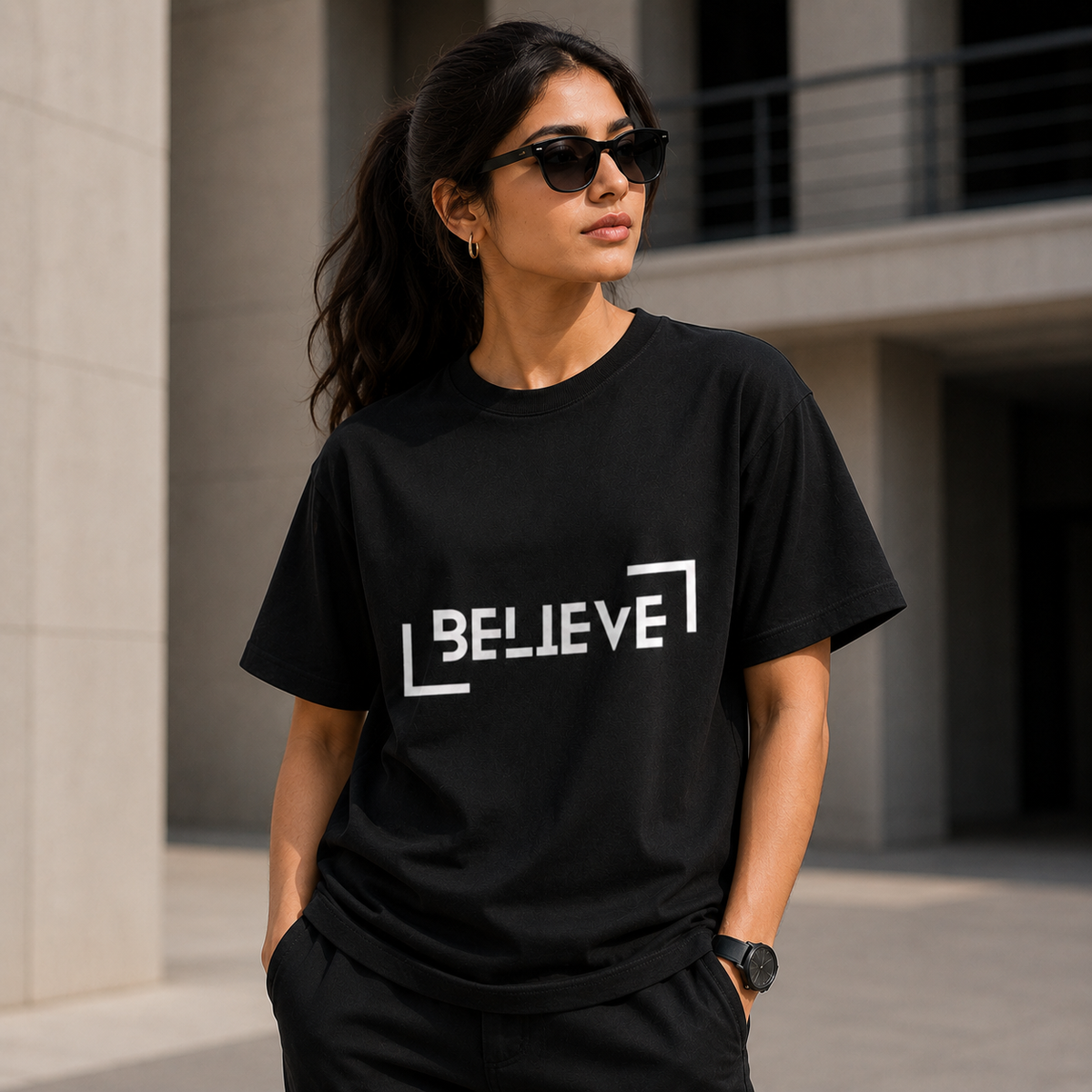 Believe Graphic T-Shirt – Minimalist Motivational Typography Tee for Men & Women